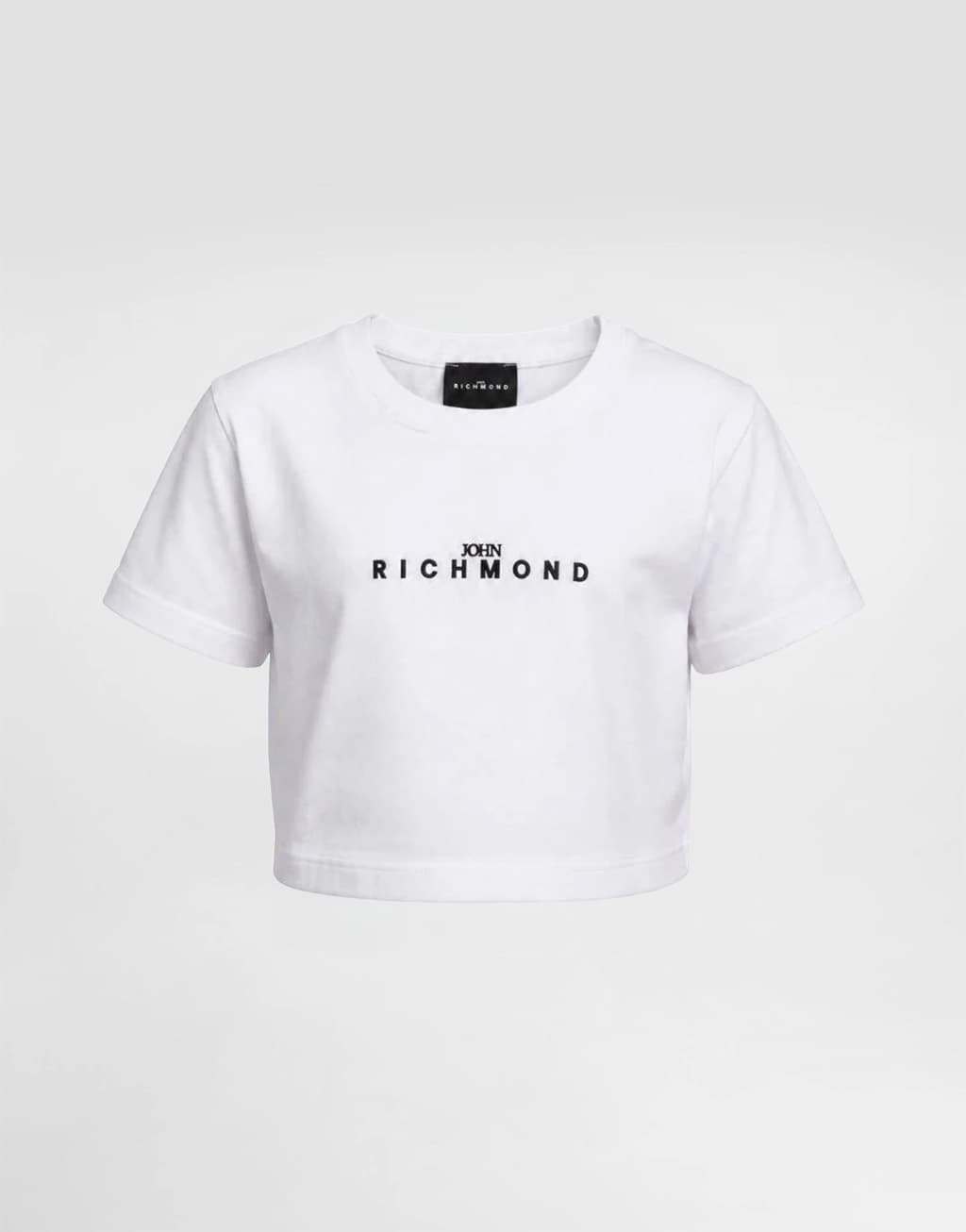John Richmond Junior Girls' White Crop T-Shirt Dam with Logo - 1