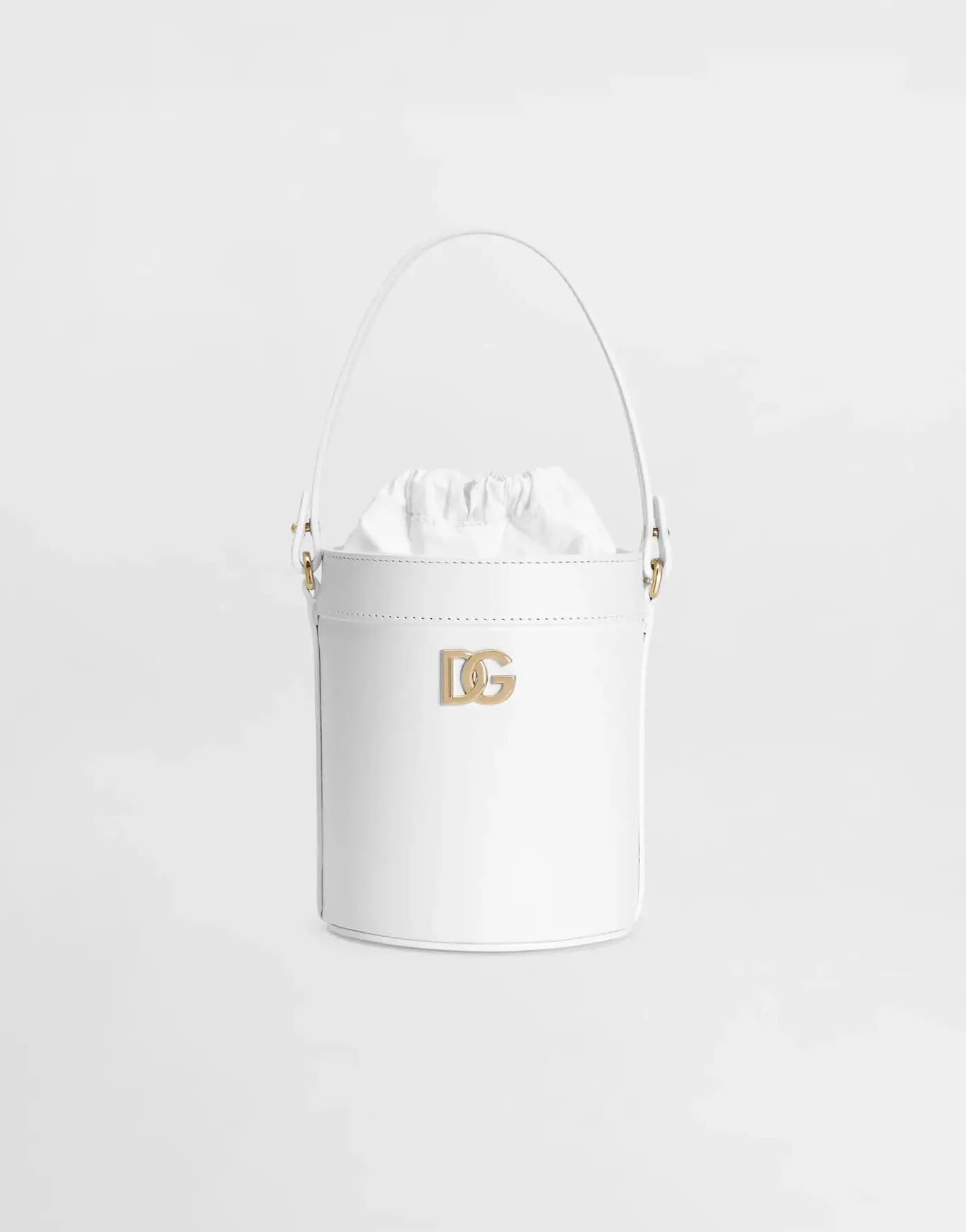 Dolce & Gabbana Kids Nappa Calfskin Bucket Bag White - 1