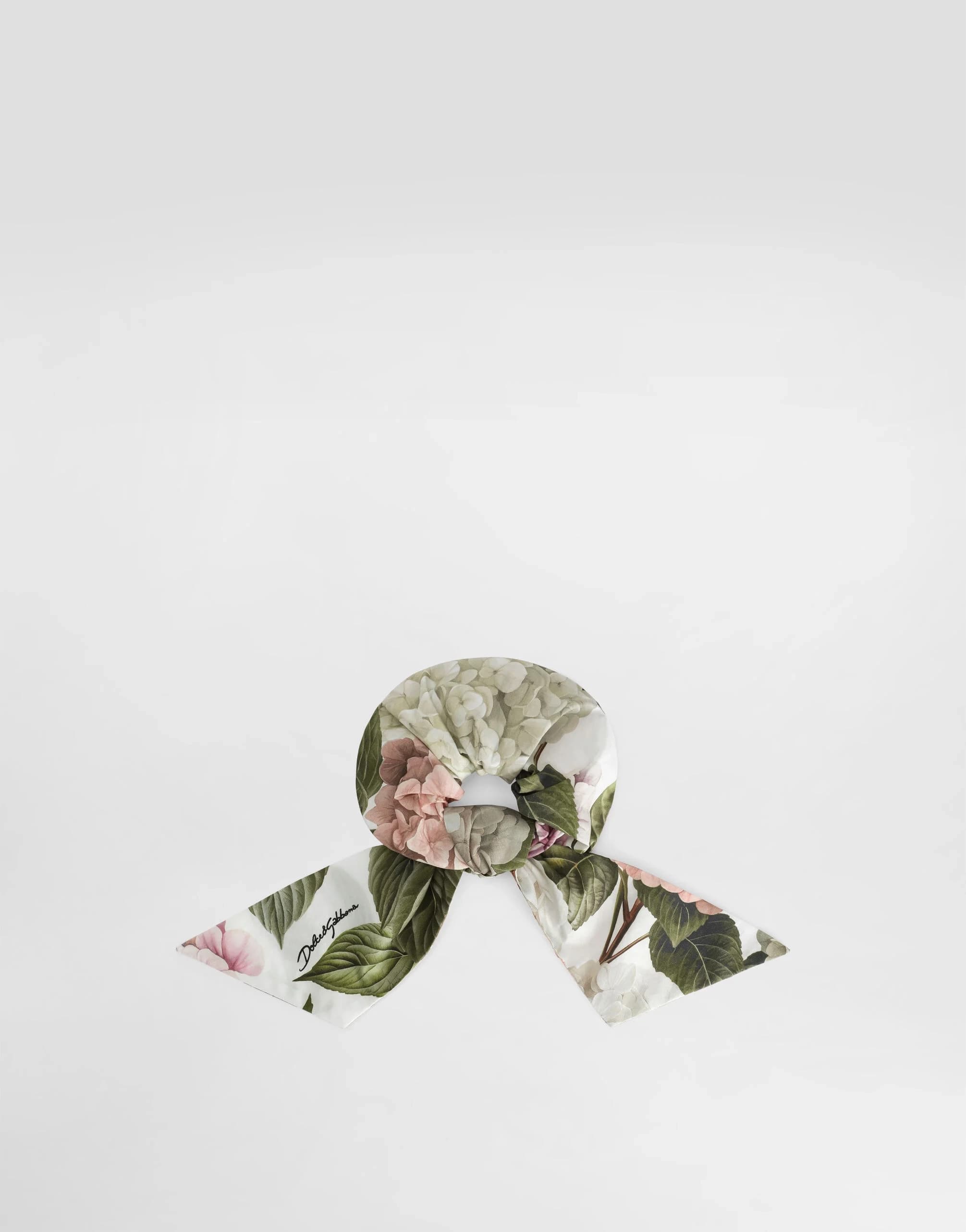 Dolce & Gabbana Kids Hydrangea-Print Poplin Scrunchie with Tails - 1