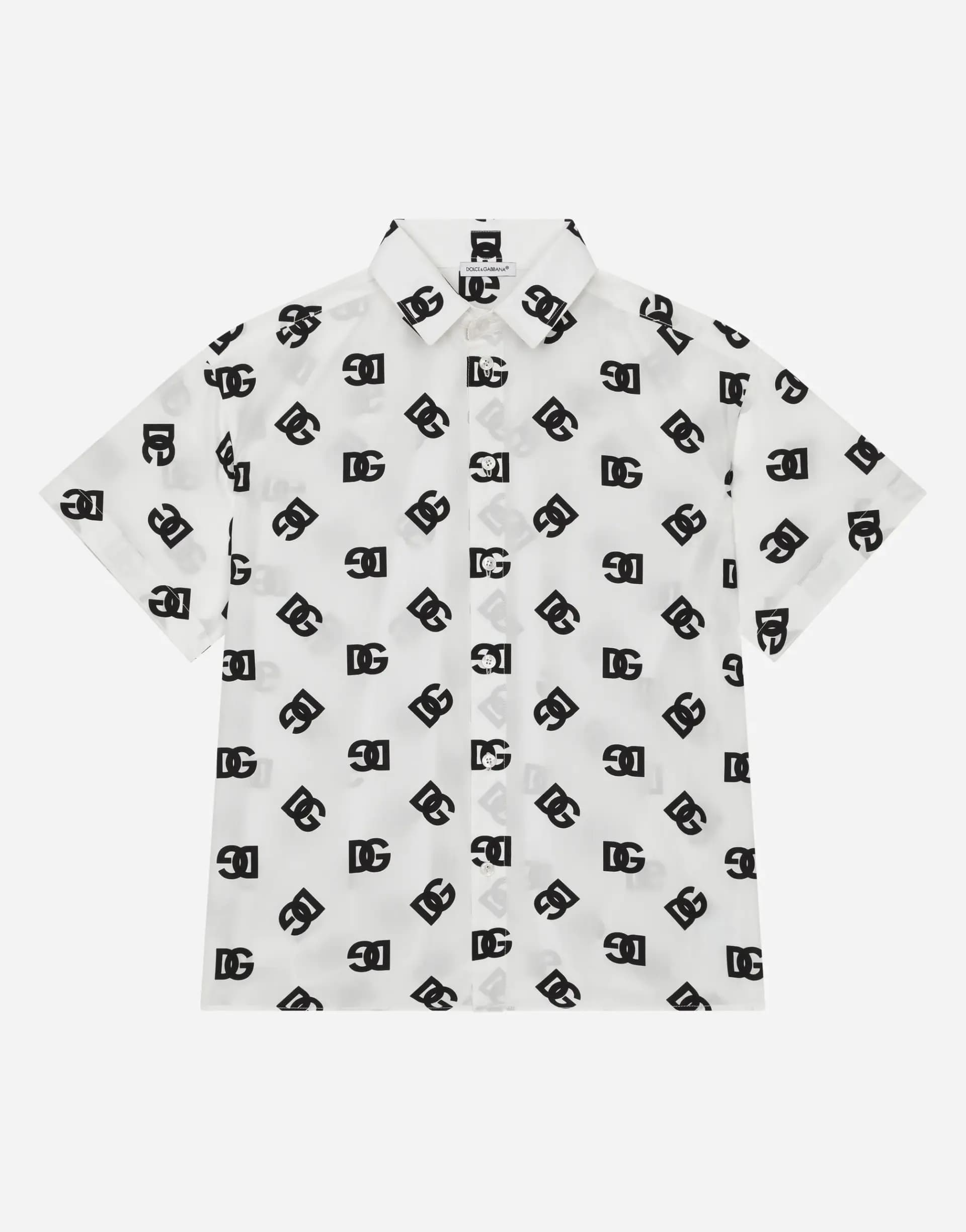 Dolce & Gabbana Kids Cotton Poplin Shirt with DG Logo Print - 1