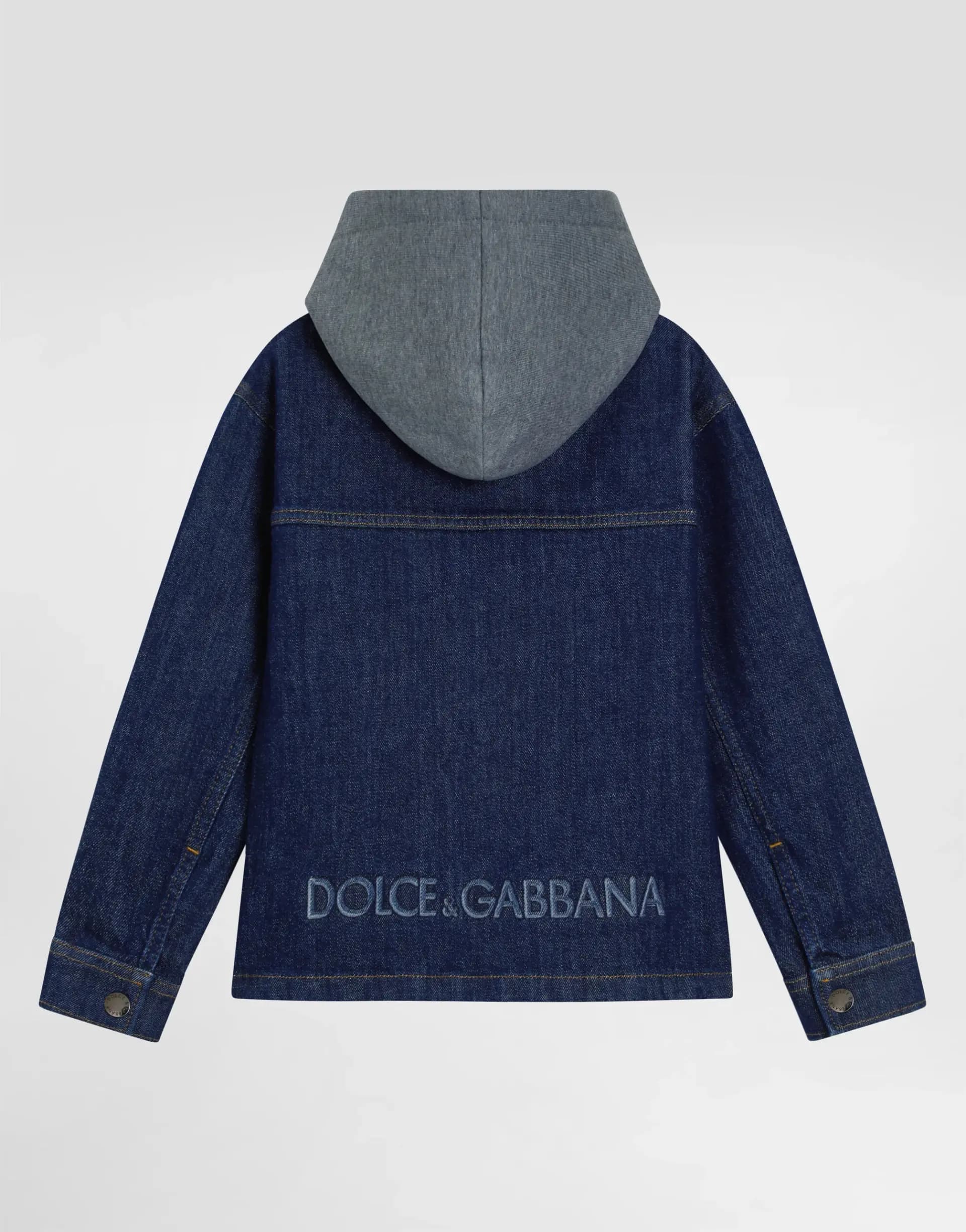 Dolce & Gabbana Kids denim bomber jacket with a hood - 2
