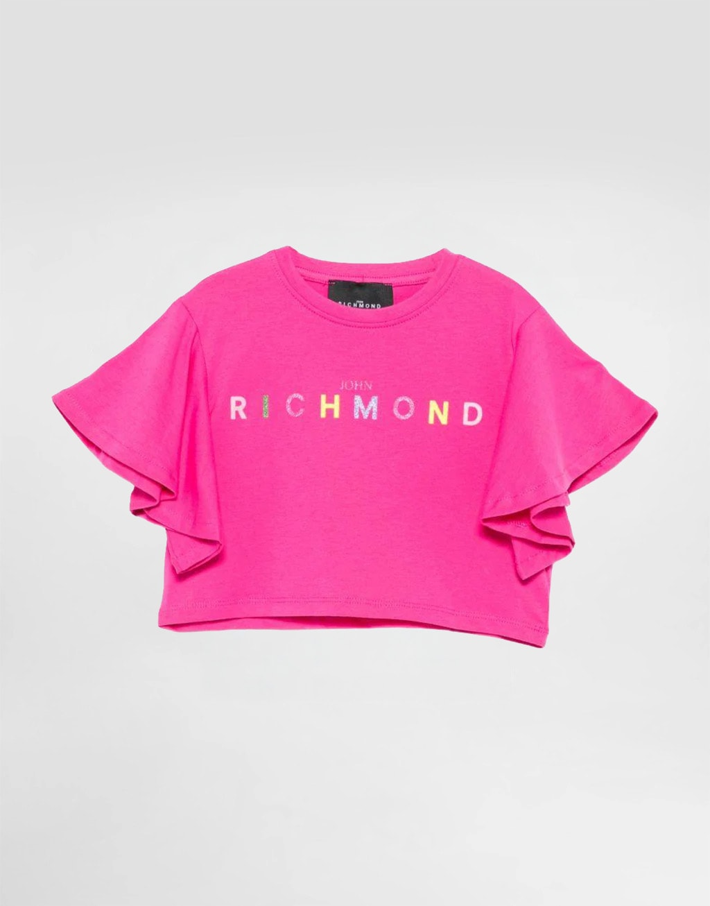John Richmond Junior Girls' T-Shirt Waras Fuchsia with Ruffle Sleeves