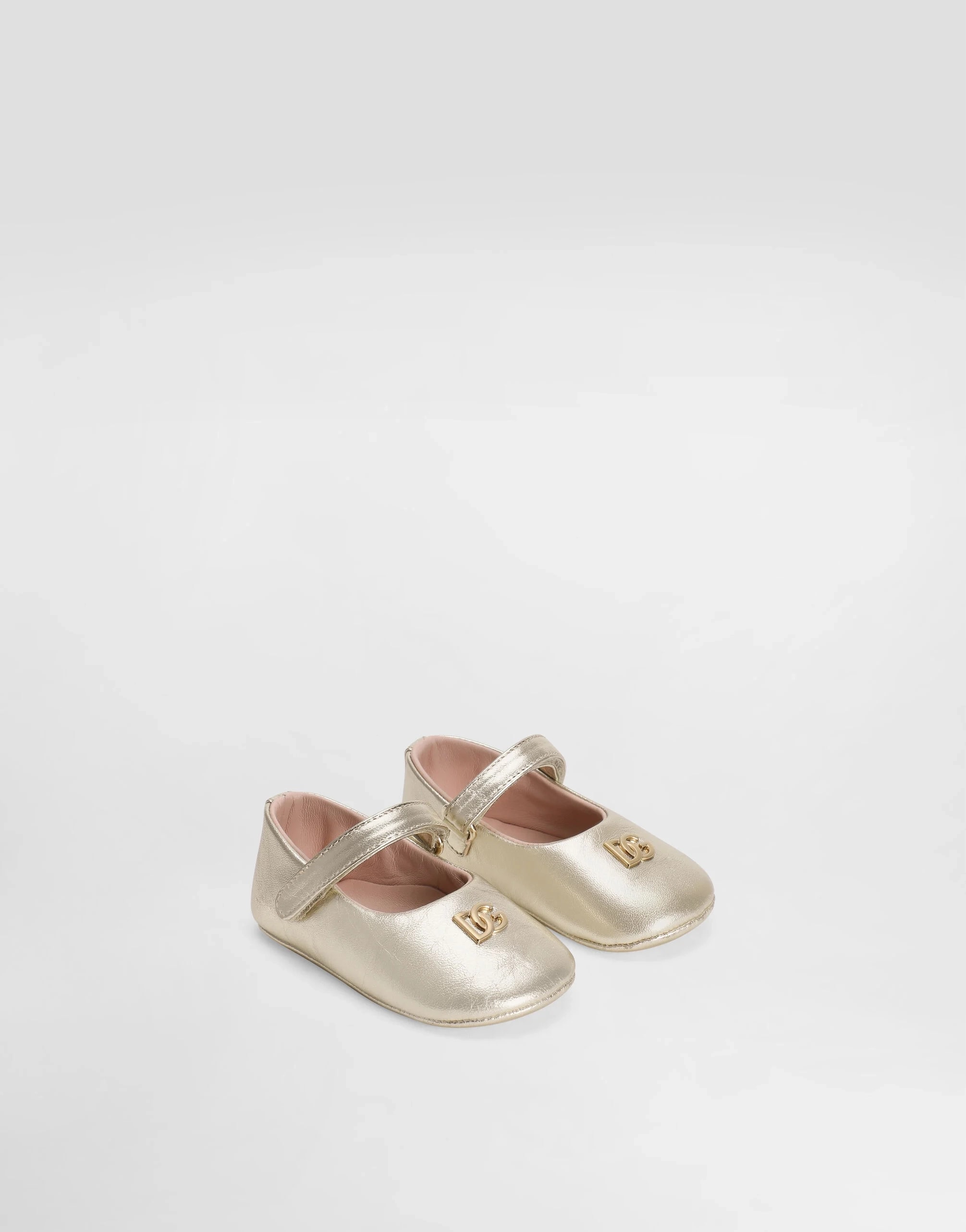 Dolce & Gabbana Kids Girls' Laminated Nappa Leather Ballet Flats Gold