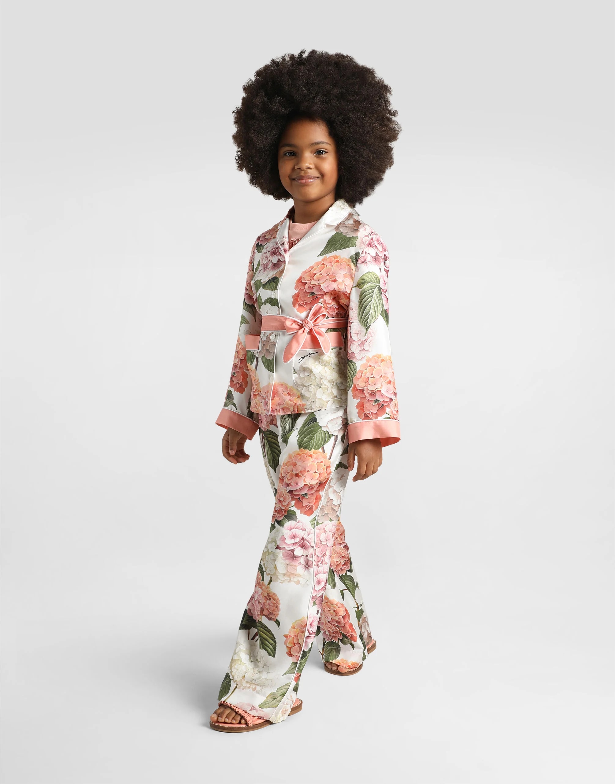 Dolce & Gabbana Kids Hydrangea-Print Vanity Twill Silk Shirt