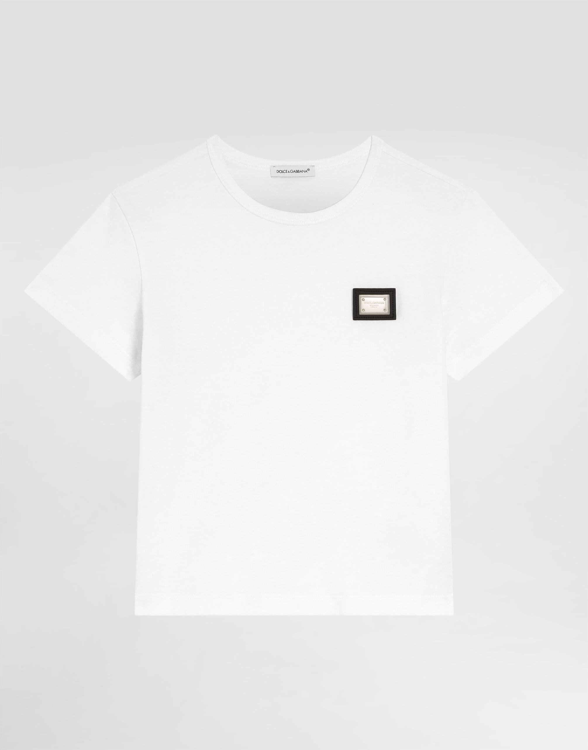 Dolce & Gabbana Kids Cotton T-Shirt with Metal Logo Plate